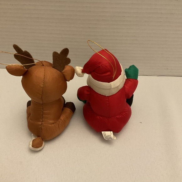 VTG Santa Reindeer Christmas Gibson Greetings Stuffed Ornaments 1997 - Picture 4 of 4